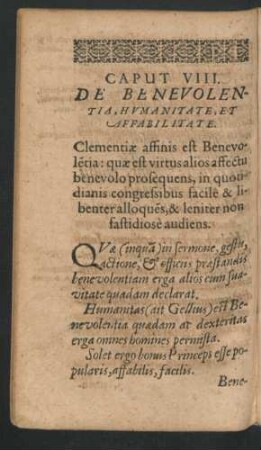 Caput VIII. De Benevolentia, Humanitate, Et Affabilitate.
