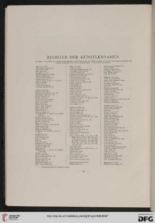 Register der Künstlernamen