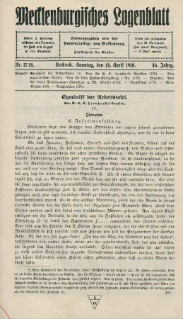 Nr. 17/18. Rostock, Sonntag, den 14. April 1918.