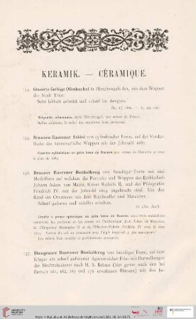 Kermaik. - Céramique (Nr. 154 - 167)