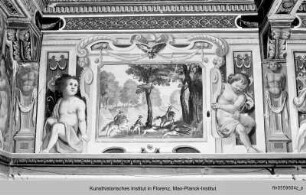 Friesfolge mit Jagdszenen und dem Corsiniwappen : Landschaft mit Wildschweinjagd