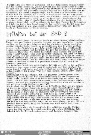 Irritation bei der SED?