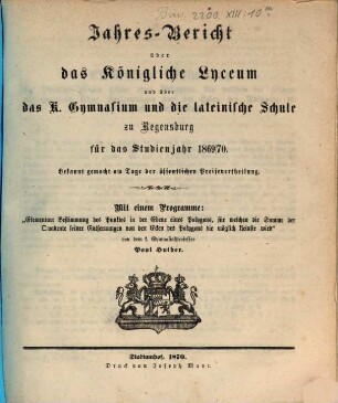 Jahres-Bericht. 1869/70