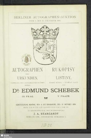 1896,5./10.Okt.: Berliner Autographen-Versteigerung