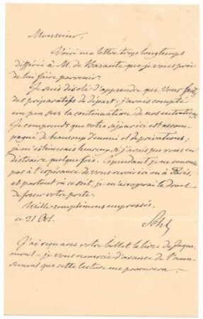 Korrespondenz von August Wilhelm Schlegel an Unbekannt