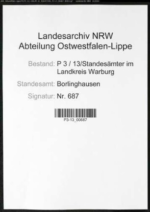 Sterberegister Standesamt Borlinghausen