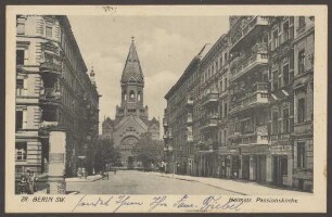 Ansichtskarte Passionskirche, Blick von der Heimstraße