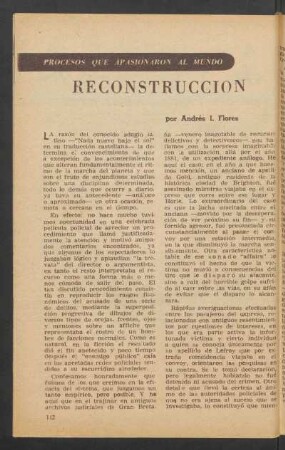 Reconstrucción : Procesos que apasionaron al mundo