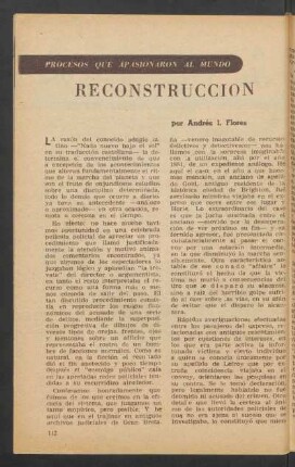 Reconstrucción : Procesos que apasionaron al mundo