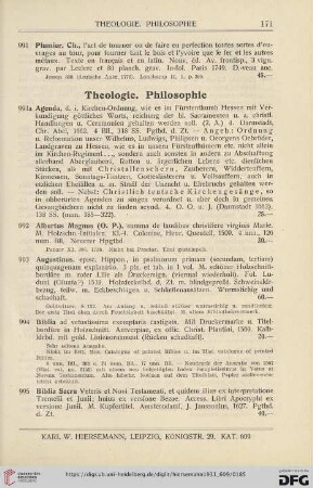 Theologie. Philosophie (Nr. 991a - 1025)