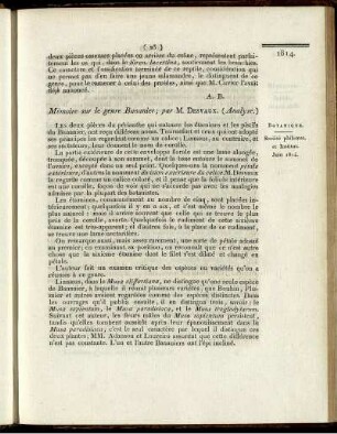 Mémoire sur le genre Bananier