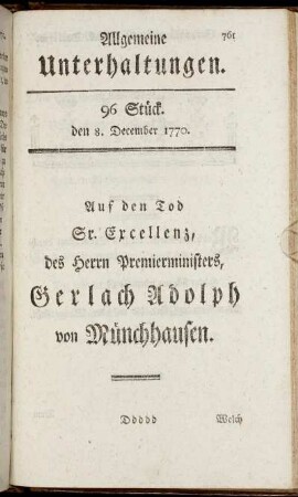 96 Stück. den 8. December 1770.