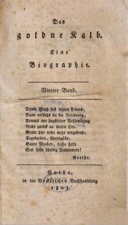Das goldne Kalb : eine Biographie, 4