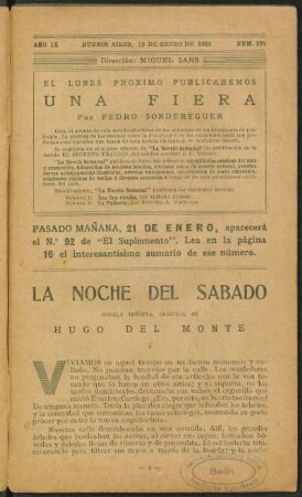 1925009375: La noche del sábado : novela inédita