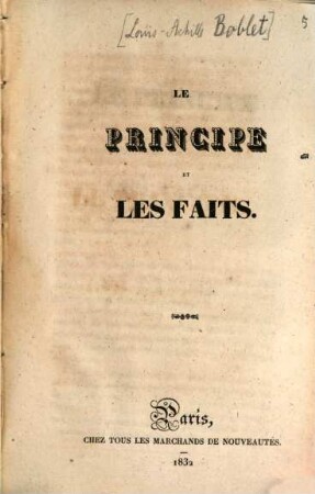 Le principe et les faits