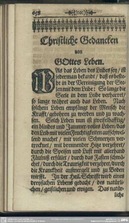 Christliche Gedancken von Gottes Leben