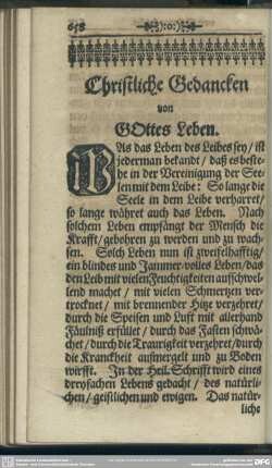 Christliche Gedancken von Gottes Leben