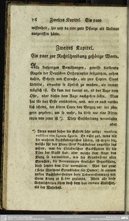 Zweites Kapitel. Ein paar zur Rechtschreibung gehörige Worte