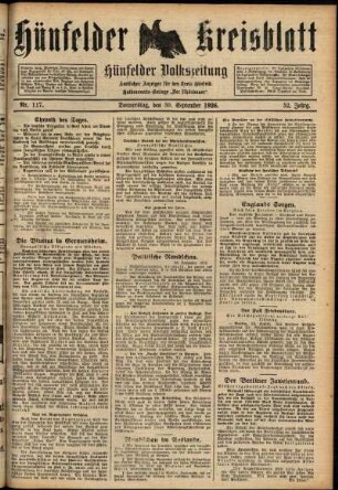 Ausgabe vom Donnerstag, den 30. September 1926.