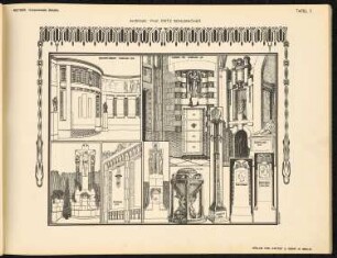 Dritte Deutsche Kunstgewerbeausstellung, Dresden: Ansichten (aus: Ornamentale Details der Modernen Architektur, hrsg v. Friedrich Meyner)
