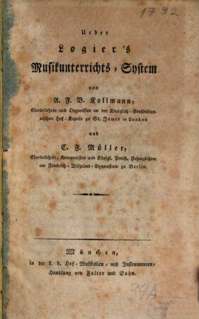 Über Logier's Musikunterrichts-System
