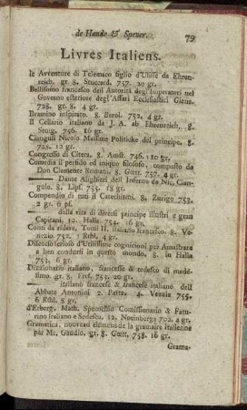 Livres Italiens. - Livres Anglois.