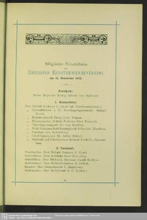 Mitglieder-Verzeichniss des Dresdner Kunstgewerbe-Vereins