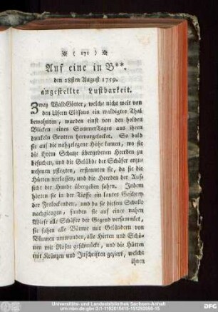 Auf eine in B. den 28sten August 1759. eingestellte Lustbarkeit.