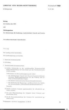 Antrag der CDU: Grenzüberschreitender Umweltschutz