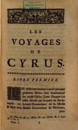 Les Voyages De Cyrus : Avec Un Discours sur la Mythologie, 1
