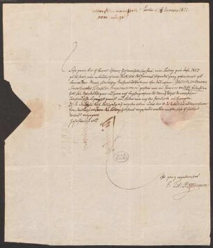 Johann Leonhard Schrag (1783-1858) Nachlass: Brief von E.T.A. Hoffmann an Johann Leonhard Schrag - BSB Schragiana I. Hoffmann, Ernst Theodor Amadeus.2