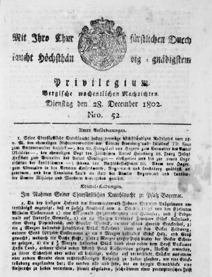 Bergische wöchentliche Nachrichten