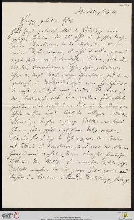 Heid. Hs. 3484,1126: Brief von Eberhard Gothein an Marie Luise Gothein
