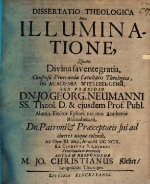 Diss. theol. de illuminatione