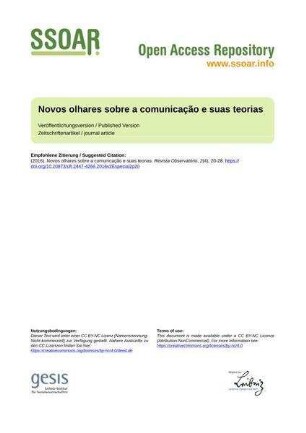 Novos olhares sobre a comunicação e suas teorias