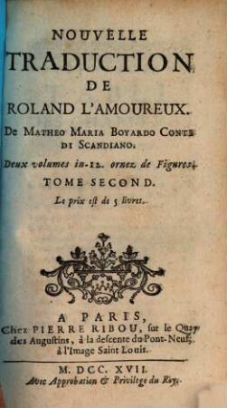 Nouvelle traduction de Roland l'amoureux, 2