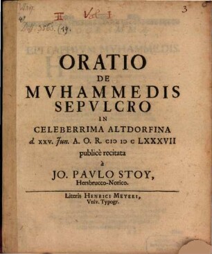 Oratio de Muhammedis sepulcro