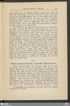 XVII. Neuere Erziehungstendenzen; Gymnastik; Philanthropine