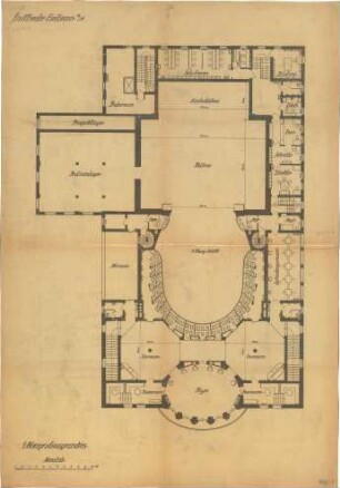 Fischer, Theodor; Heilbronn; Stadt-Theater - Grundriss 1. OG