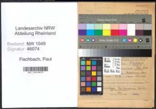 Entnazifizierung Paul Fischbach , geb. 25.06.1921 (Kaufmaennischer Angestellter)