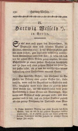 IX. Hartwig Wessely, in Berlin.