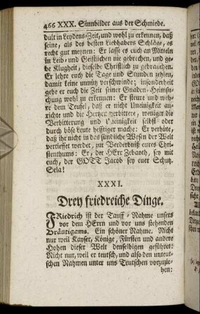 XXXI. Drey friedreiche Dinge. - XXXII. Kirchhoffs-Gedancken.