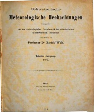 Schweizerische meteorologische Beobachtungen. 11. 1874