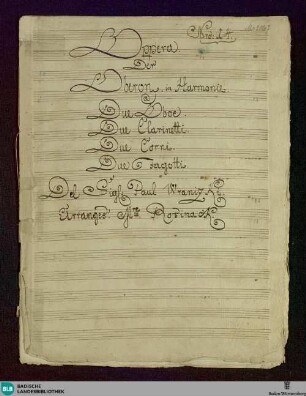 Oberon König der Elfen. Arr - Don Mus.Ms. 2067 : winds