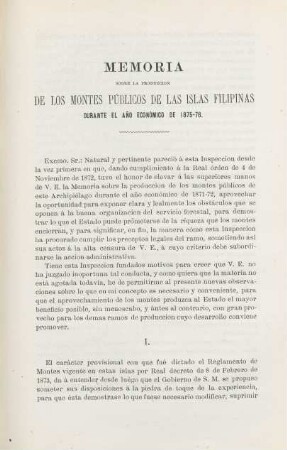 Memoria sobre la produccion de los montes publicos de las Islas Filipinas