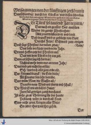 Weissagungen von der künftigen zerstörung Deutschlandes...