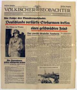 Tageszeitung "Völkischer Beobachter" zum Vormarsch der deutschen Truppen in Belgien und Frankreich