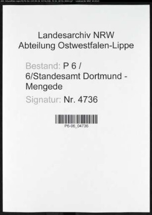 Sterberegister Standesamt Dortmund-Mengede (XIII)