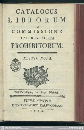 Catalogus Librorum A Commissione Caes. Reg. Aulica Prohibitorum