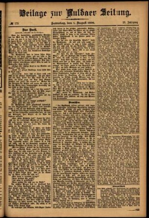 Zweite Ausgabe vom Samstag, den 01. August 1896.